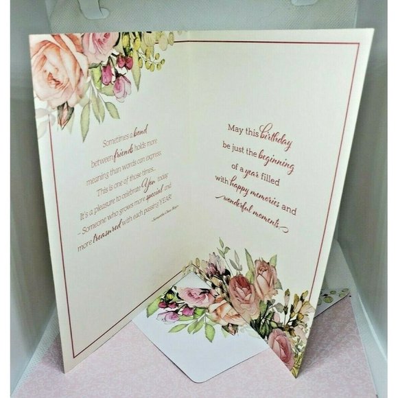 Thoughts & Inspirations Birthday Wishes Pink Floral Greeting Card With Envelope - Picture 3 of 8